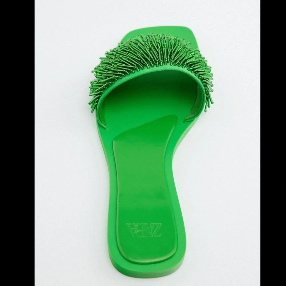 Zara Green Beaded Sandals - Picture 4 of 8